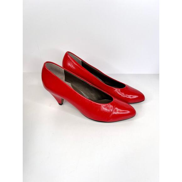 Easy Spirit Dress Shoes Size 5 Red Leather 2" Heel Slip-On Pumps Almond - Picture 3 of 12